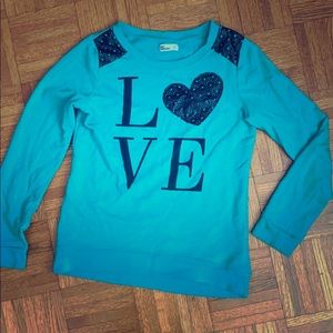‘Love’ Sweatshirt w leather trim